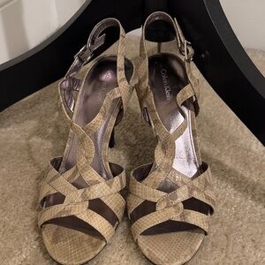 Calvin Klein Beige Snakeskin Heels